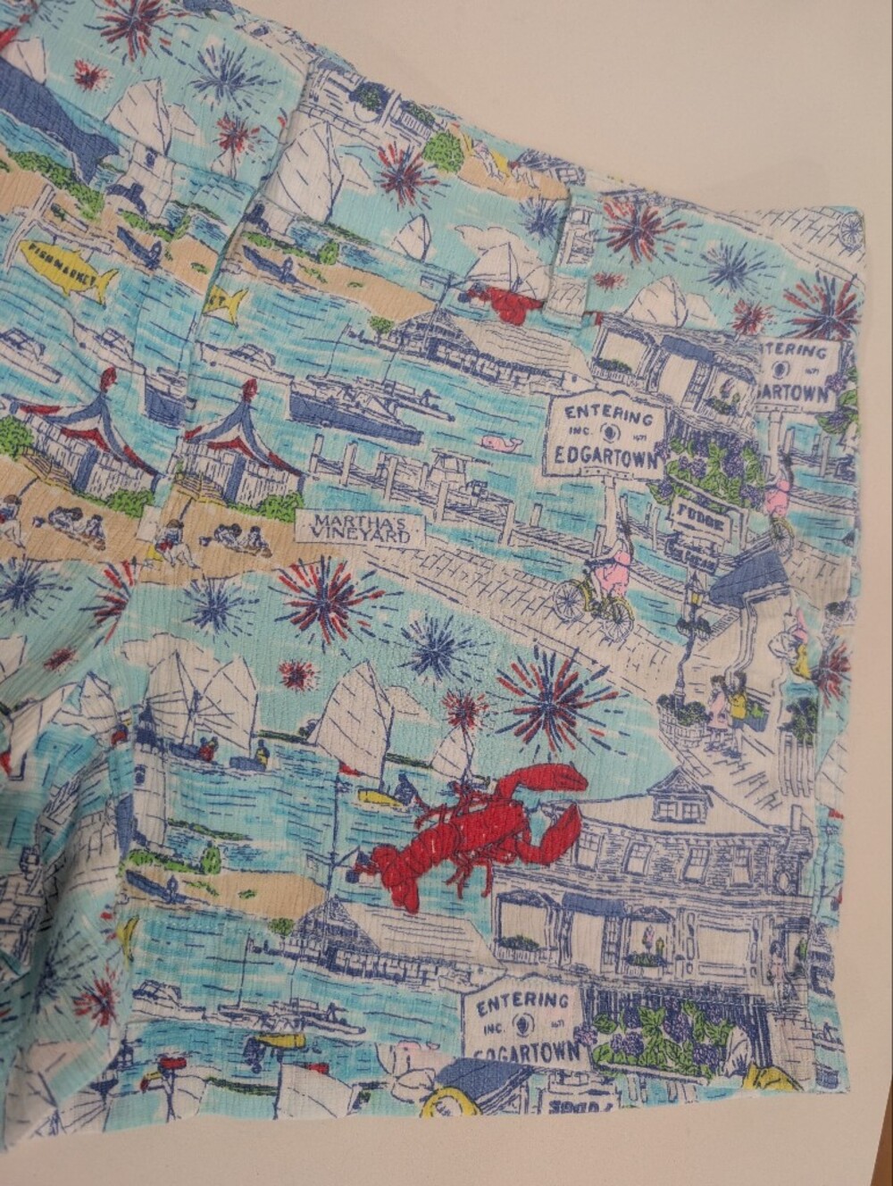 Vineyard Vines Light Blue Nautical Print Seersucker Shorts - Picture 10 of 10